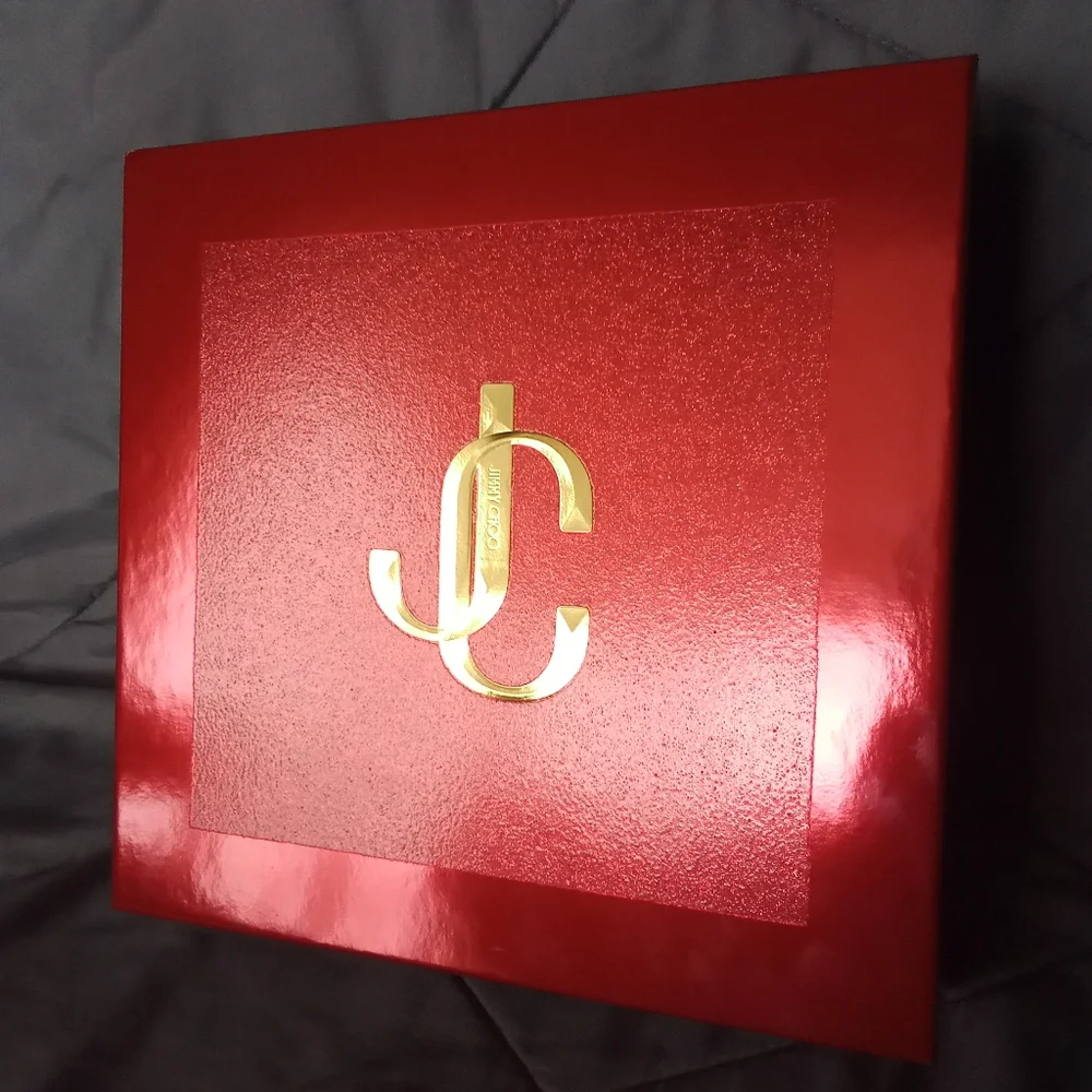 BOX ONLY Jimmy Choo I Want Choo Red Glitter Luxury Fragrance Storage Box
